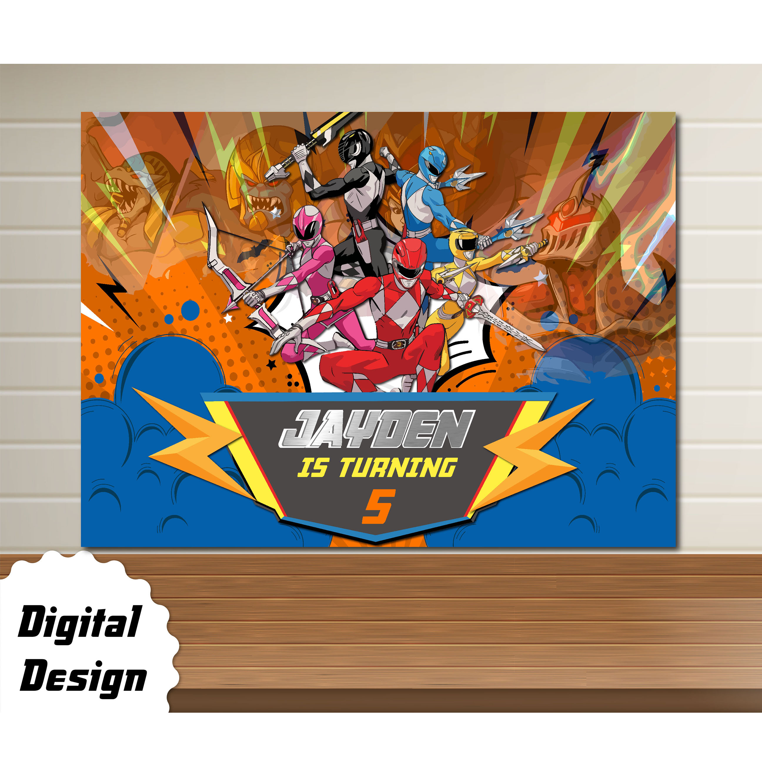 Power Rangers Backdrop Digital Backdrop - IQdesignparty